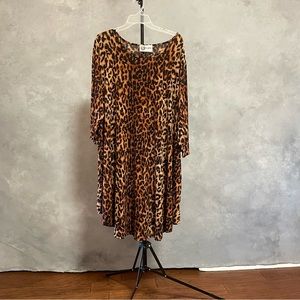 L&B leopard print 3/4 sleeve stretch dress plus size 3X